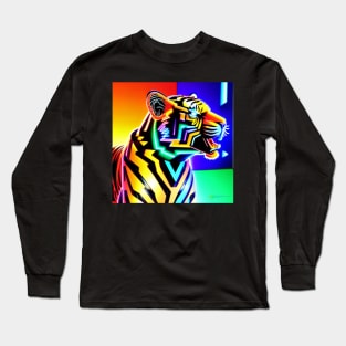 Trippy Psychedelic Neon Tigers 23 Long Sleeve T-Shirt